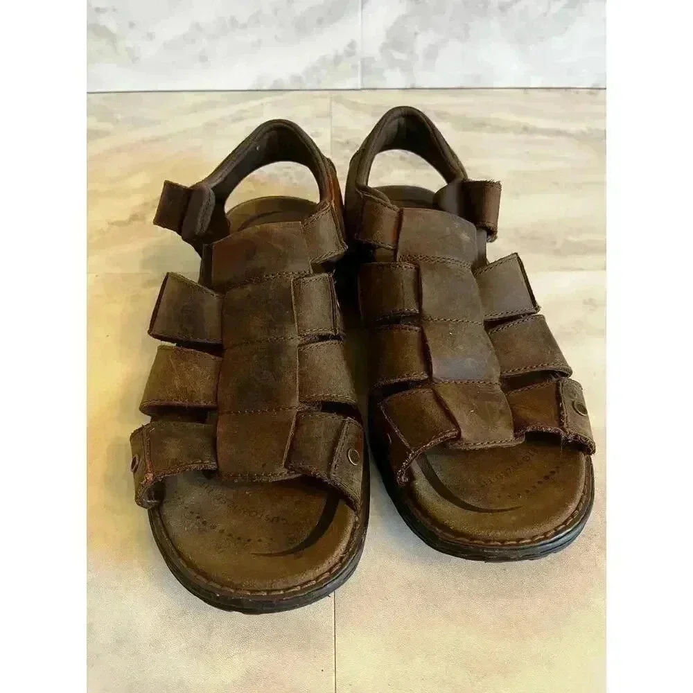 Abeo Men’s Brody Leather Sandals Fisherman Brown Size MN 8